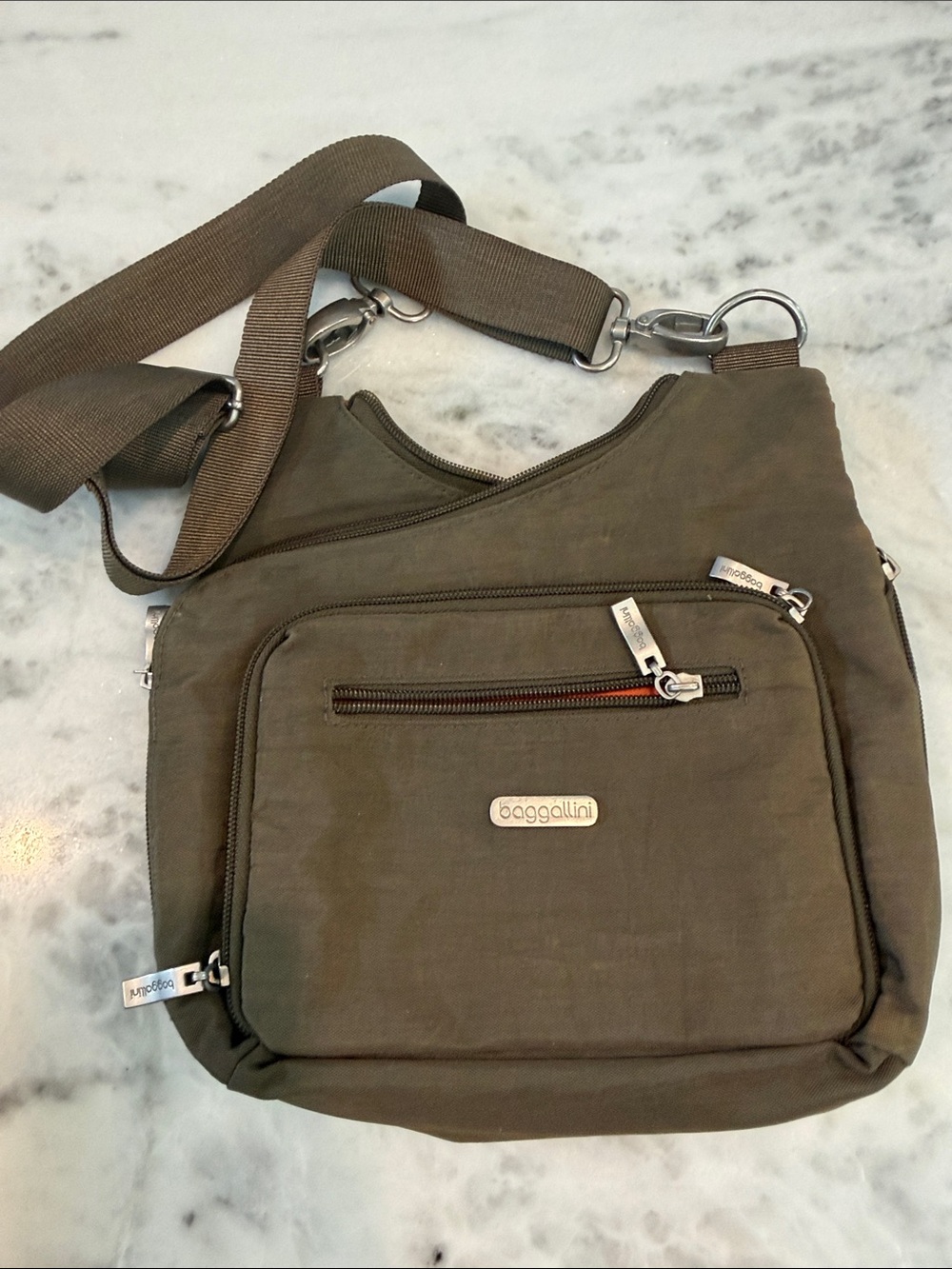 Baggallini Olive Crossbody Messenger Bag with Adjustable Strap